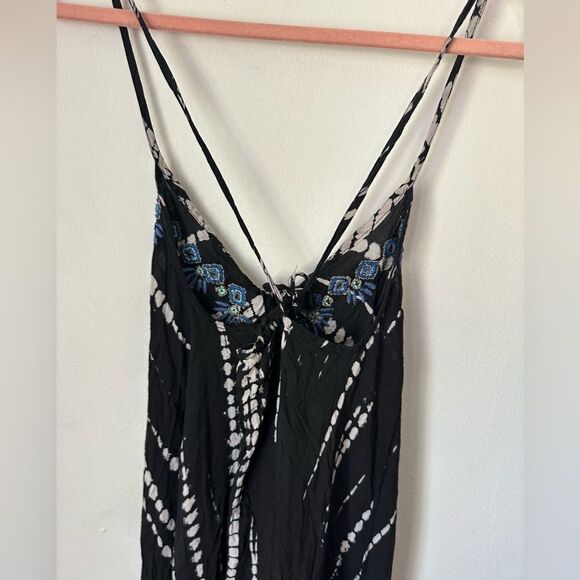 Helen Jon Hand Dyed Embroidered Resort Boho Maxi Dress Black Size S - Picture 5 of 9